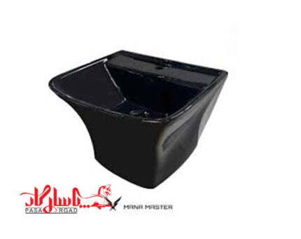 روشویی دیواری نیم پایه چینی کردمدل آرتا مشکی مات