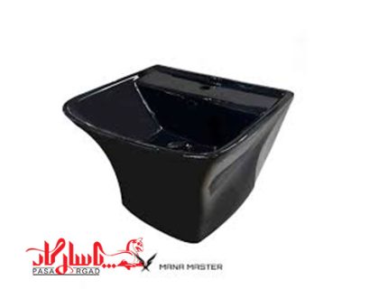 روشویی دیواری نیم پایه چینی کردمدل آرتا مشکی مات
